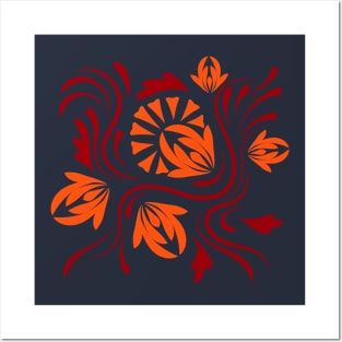 Folk flowers floral art print Flowers abstract art Posters and Art
